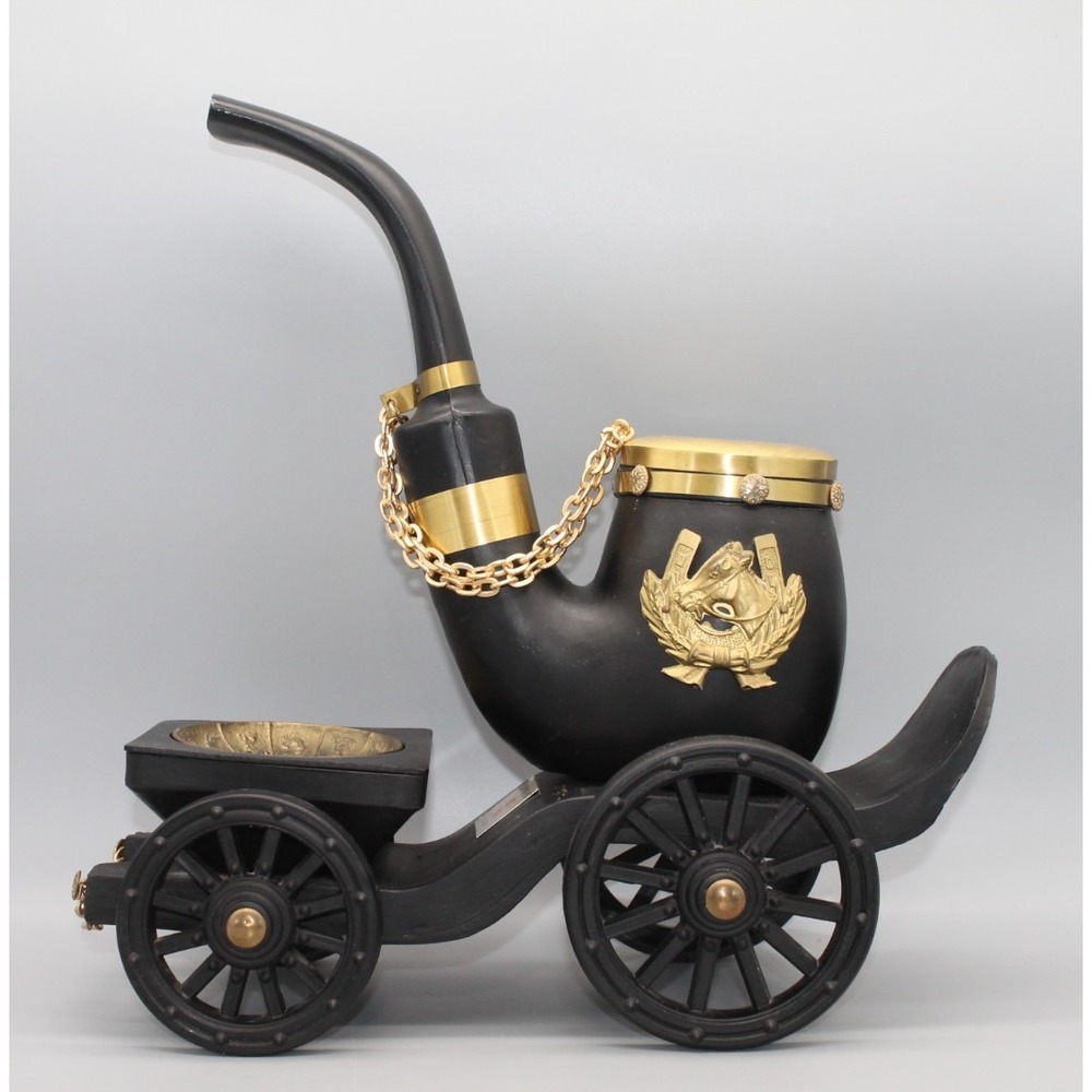 Vintage Bong Ho Cognac Pipe Decanter Bottle Horse Carriage Barware Liquor